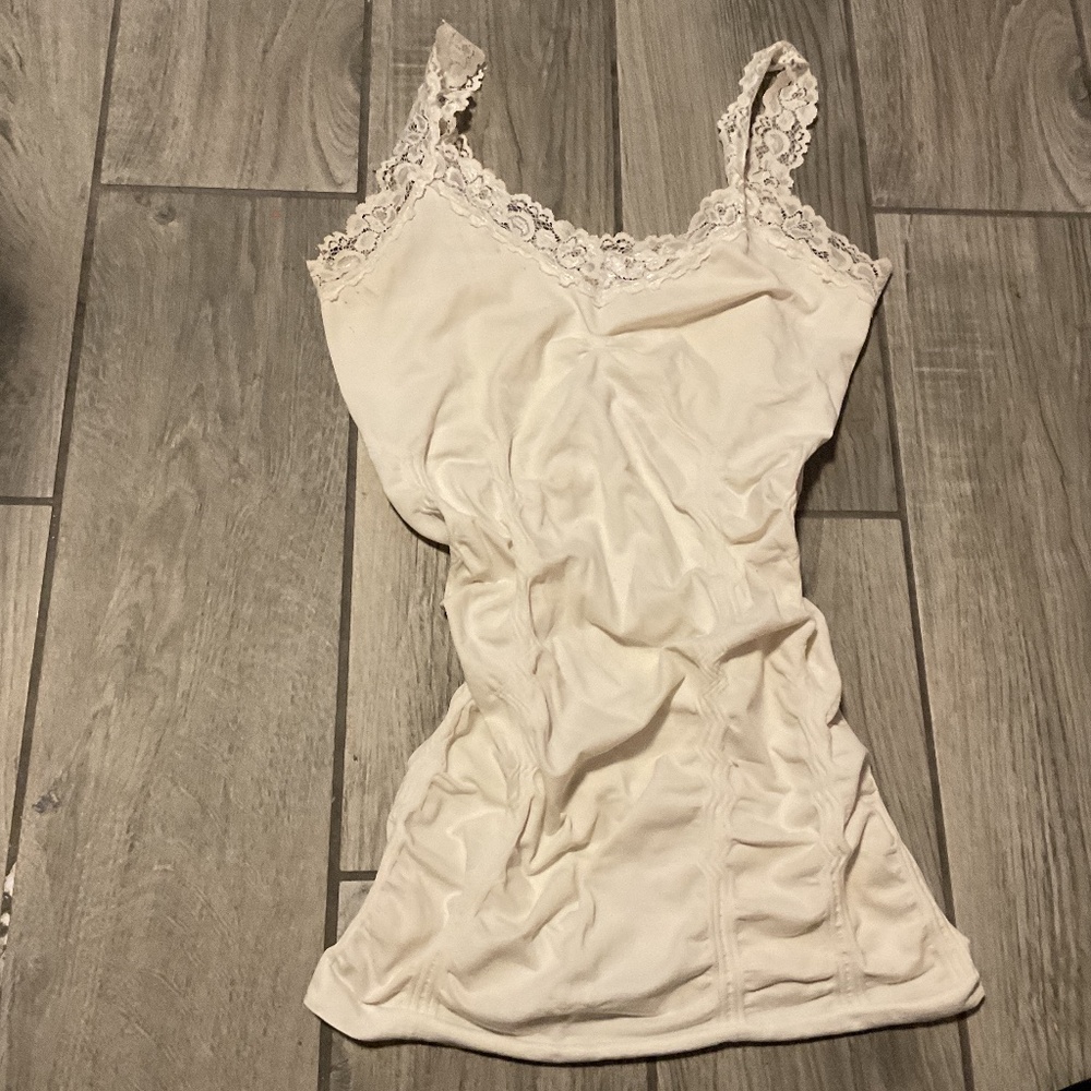 White lace slip dress